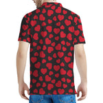 Red And Black Heart Pattern Print Men's Polo Shirt