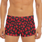 Red And Black Heart Pattern Print Men's Short Boxer Briefs