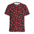 Red And Black Heart Pattern Print Men's Athletic T-Shirt