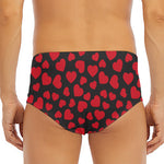 Red And Black Heart Pattern Print Men's Triangle Swim Briefs