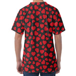 Red And Black Heart Pattern Print Men's Velvet T-Shirt