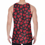 Red And Black Heart Pattern Print Men's Velvet Tank Top