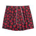 Red And Black Heart Pattern Print Mesh Shorts