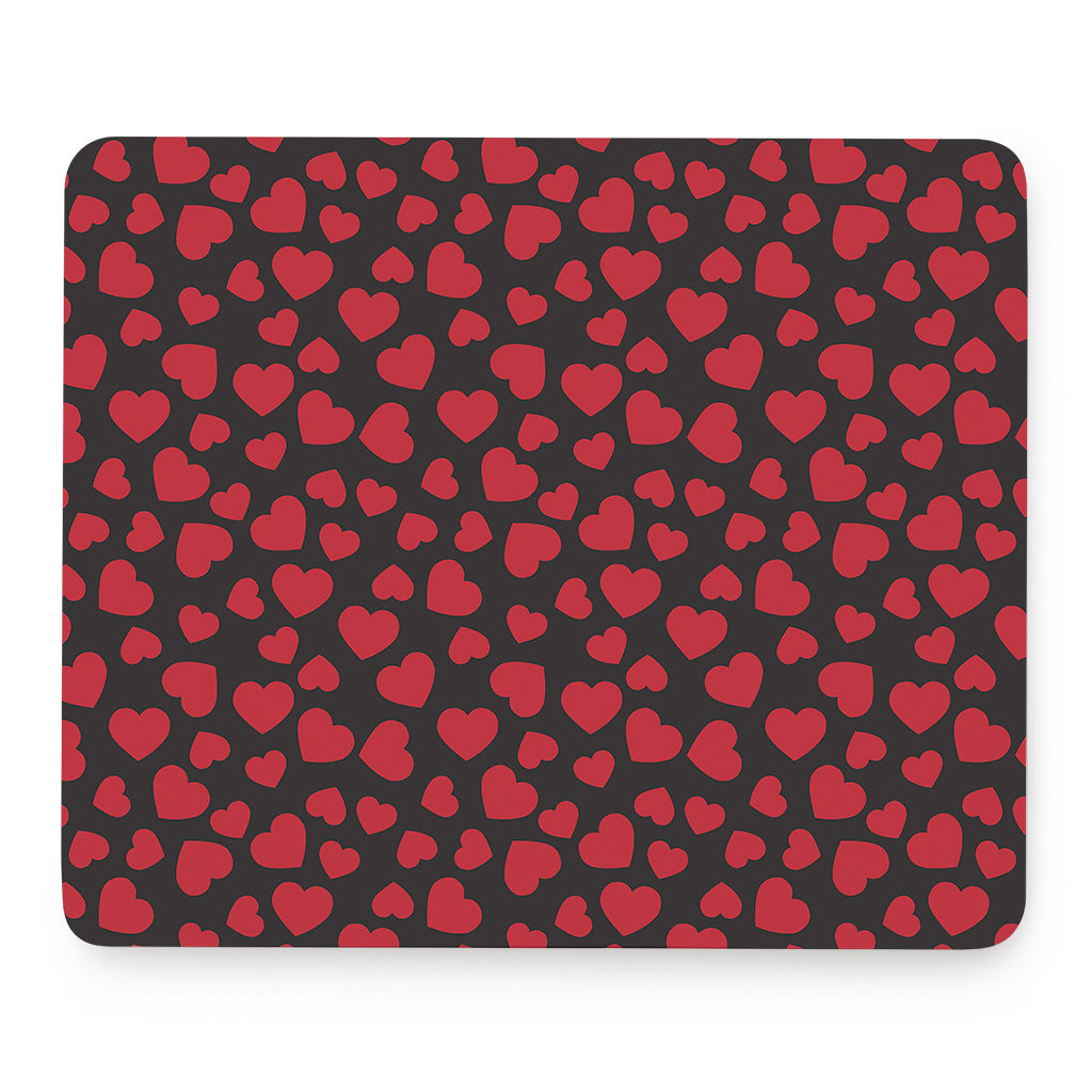 Red And Black Heart Pattern Print Mouse Pad
