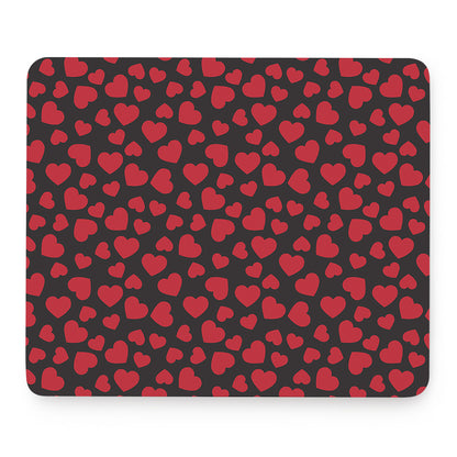 Red And Black Heart Pattern Print Mouse Pad