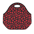 Red And Black Heart Pattern Print Neoprene Lunch Bag