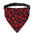 Red And Black Heart Pattern Print Over The Collar Dog Bandana