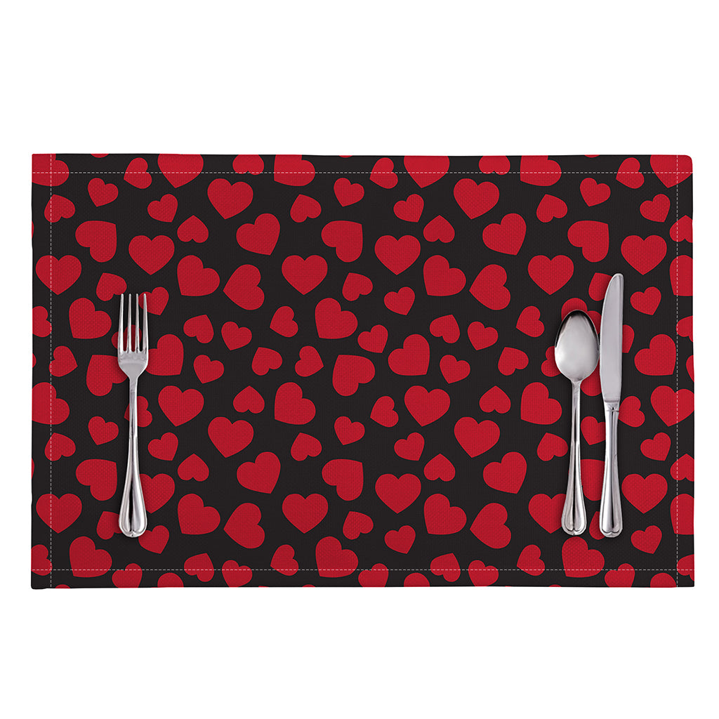 Red And Black Heart Pattern Print Placemat
