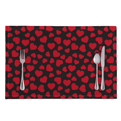 Red And Black Heart Pattern Print Placemat