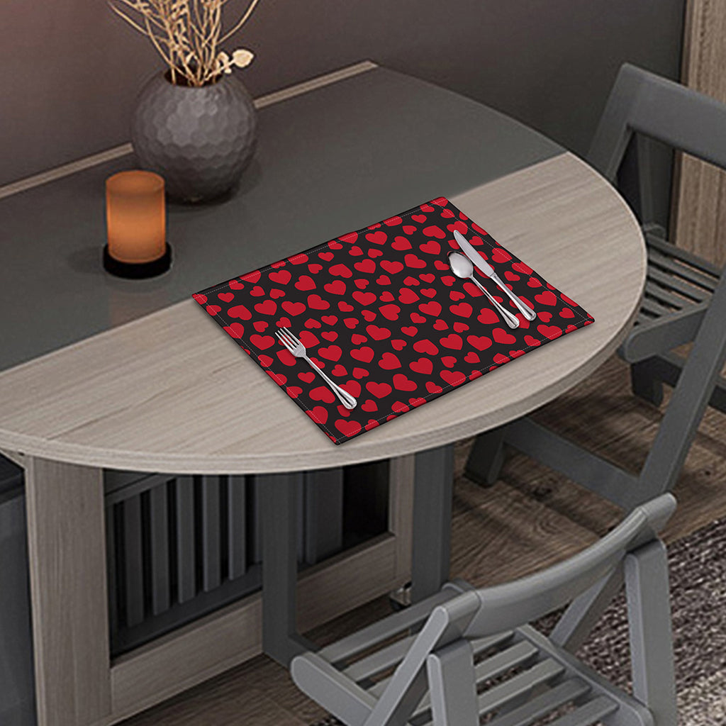 Red And Black Heart Pattern Print Placemat