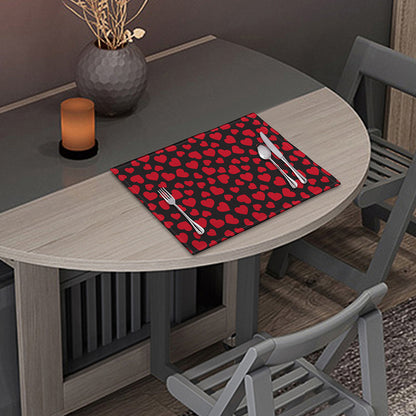 Red And Black Heart Pattern Print Placemat