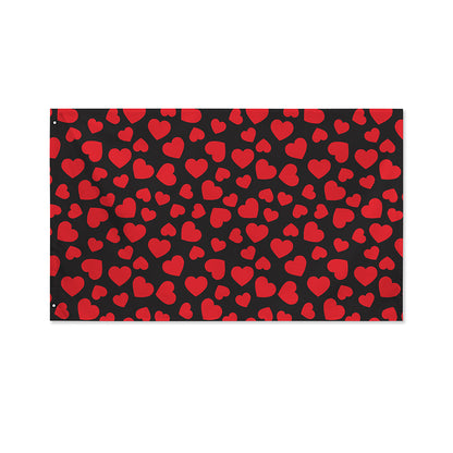 Red And Black Heart Pattern Print Polyester Flag