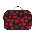 Red And Black Heart Pattern Print Portable Lunch Bag