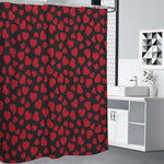 Red And Black Heart Pattern Print Premium Shower Curtain