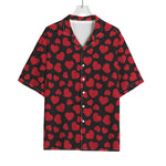 Red And Black Heart Pattern Print Rayon Hawaiian Shirt
