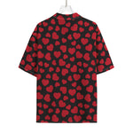 Red And Black Heart Pattern Print Rayon Hawaiian Shirt
