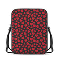 Red And Black Heart Pattern Print Rectangular Crossbody Bag