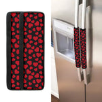 Red And Black Heart Pattern Print Refrigerator Handle Covers