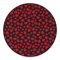 Red And Black Heart Pattern Print Round Floor Mat