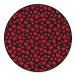 Red And Black Heart Pattern Print Round Floor Mat