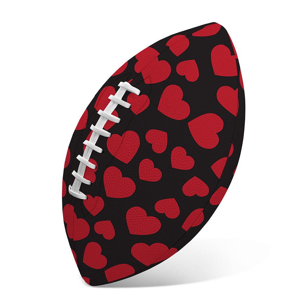 Red And Black Heart Pattern Print Rugby Ball