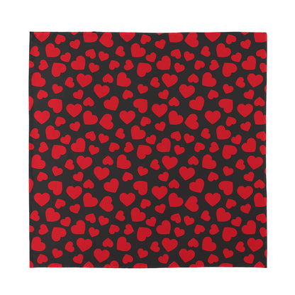 Red And Black Heart Pattern Print Silk Bandana