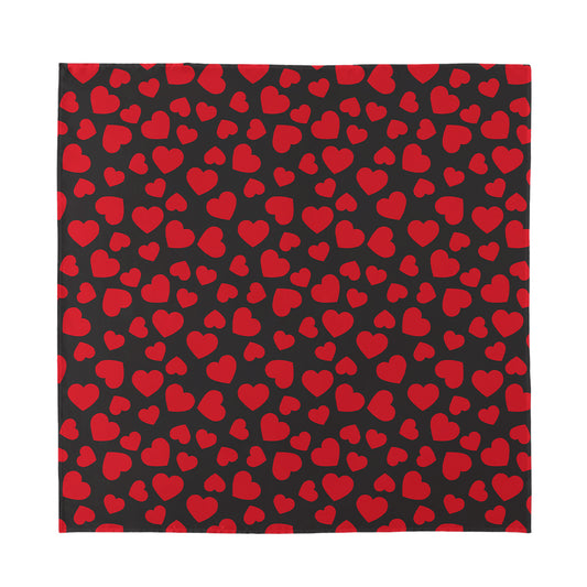 Red And Black Heart Pattern Print Silk Bandana