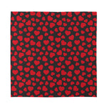Red And Black Heart Pattern Print Silk Bandana