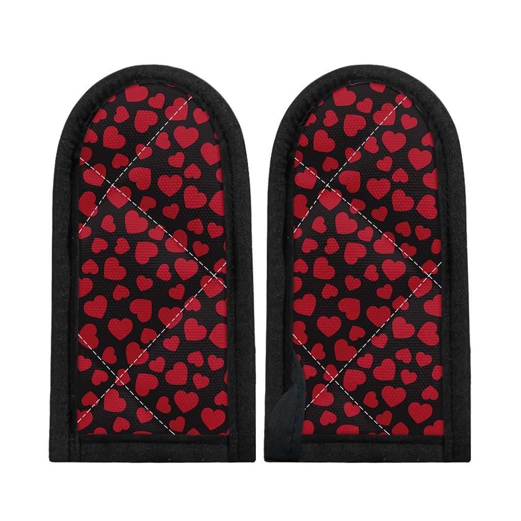 Red And Black Heart Pattern Print Skillet Handle Cover