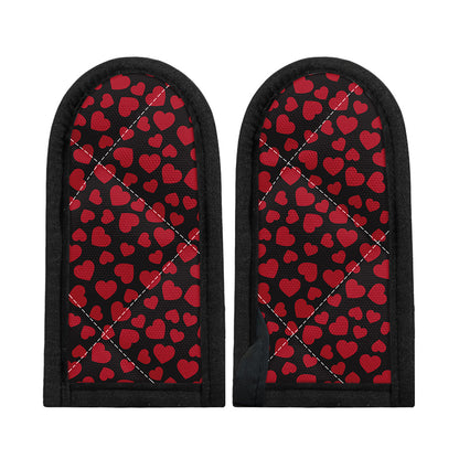 Red And Black Heart Pattern Print Skillet Handle Cover