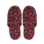 Red And Black Heart Pattern Print Slippers