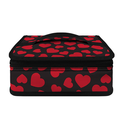 Red And Black Heart Pattern Print Small Lunch Bag