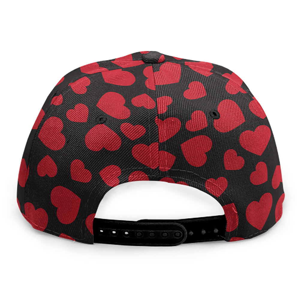 Red And Black Heart Pattern Print Snapback Cap
