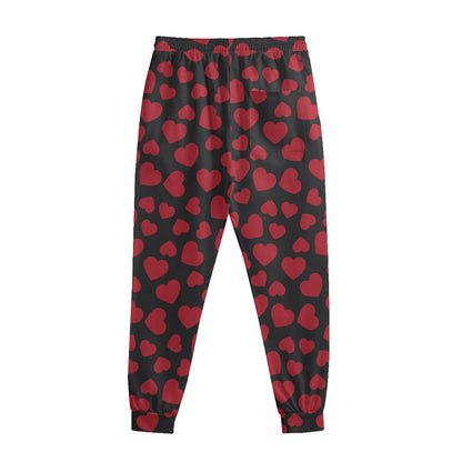 Red And Black Heart Pattern Print Sweatpants