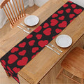 Red And Black Heart Pattern Print Table Runner