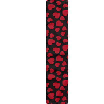Red And Black Heart Pattern Print Table Runner