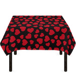 Red And Black Heart Pattern Print Tablecloth