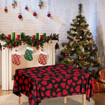 Red And Black Heart Pattern Print Tablecloth