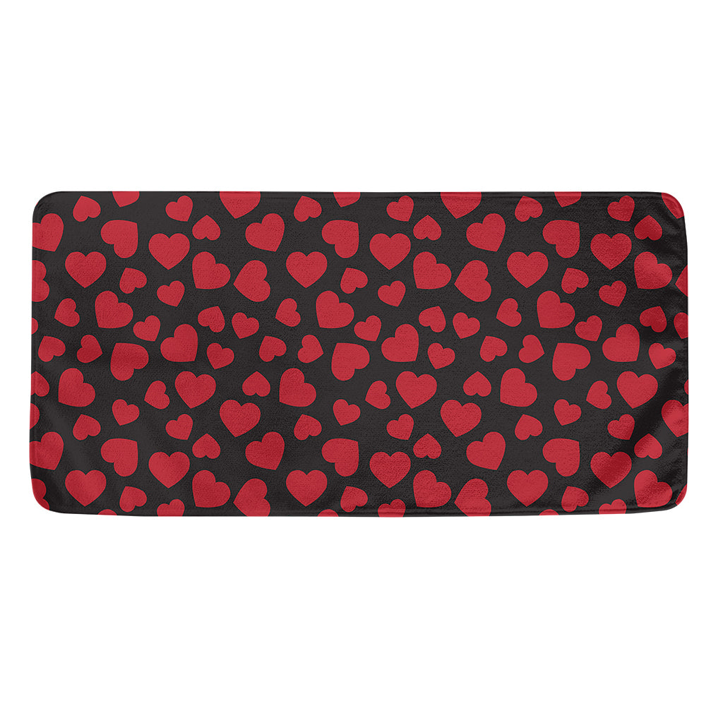 Red And Black Heart Pattern Print Towel