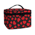 Red And Black Heart Pattern Print Travel Makeup Bag