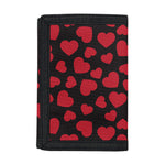 Red And Black Heart Pattern Print Trifold Wallet