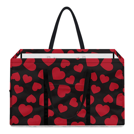 Red And Black Heart Pattern Print Utility Tote Bag
