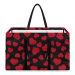 Red And Black Heart Pattern Print Utility Tote Bag
