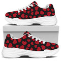 Red And Black Heart Pattern Print White Chunky Shoes