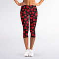 Red And Black Heart Pattern Print Women's Capri Leggings