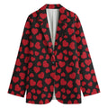 Red And Black Heart Pattern Print Women's Cotton Blazer