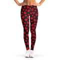 Red And Black Heart Pattern Print Women's Leggings