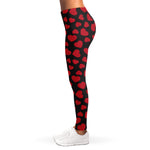 Red And Black Heart Pattern Print Women's Leggings