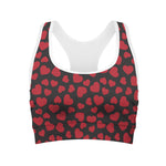 Red And Black Heart Pattern Print Women's Sports Bra