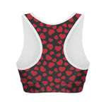 Red And Black Heart Pattern Print Women's Sports Bra